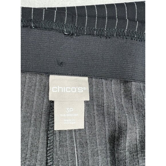Chicos So Slimming Juliet Pinstripe Straight Pants Black & Ecru 3P - Picture 7 of 12